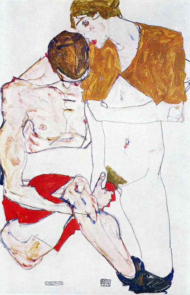 Egon Schiele Courting couple